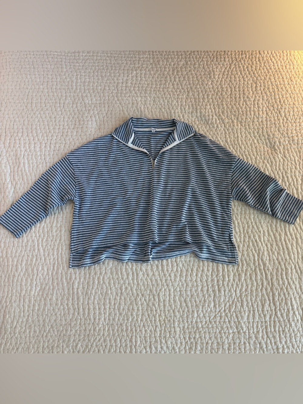 Splendid Blue & White Striped Zip-Polo Tunic